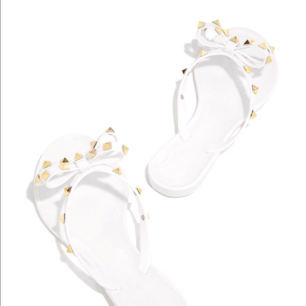 SIZE 10, & 11 !! "Lacy" Studded Sandals -White - Picture 2 of 5